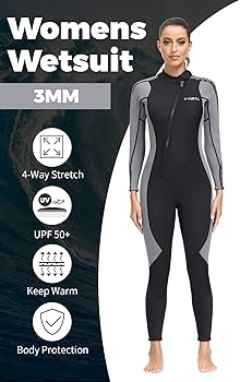 Yueta Womens Wetsuit Full Body 3mm Neoprene Diving Wet Suits Front